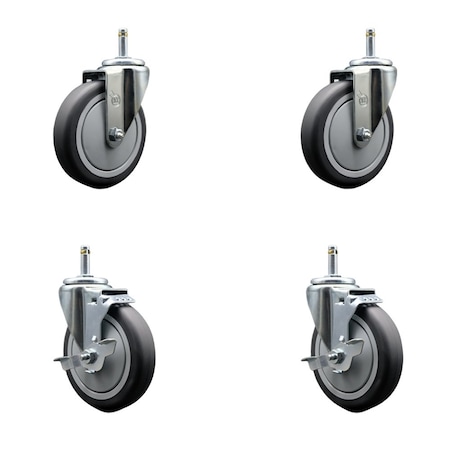 Service Caster 9T36L5 FG9T36L50000 Rubbermaid Mobile Shelf Truck 5'' Replacement Caster Kit, 4PK RUB-SCC-GR20S514-TPRB-716138-2-TLB-2